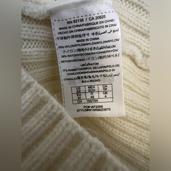 GUESS Sweater Dress - Mini - Knit - Cream - Long Sleeve - Rabbit Hair - XS Women - Picture 7 of 9